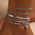 Σετ βραχιόλια ποδιού 5 τεμ. ασημί