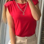 Μονόχρωμο padded top κόκκινο