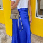 Maxi satin φούστα σε μπλε