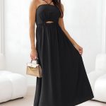 Φόρεμα με δέσιμο στο λαιμό και cut out σε μαύρο