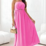 Φόρεμα με δέσιμο στο λαιμό και cut out σε φούξια