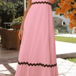 Wave μακρύ φόρεμα με τιράντες ροζ