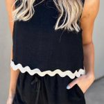 Casual chic σετάκι με τοπ και σορτσάκι σε μαύρο