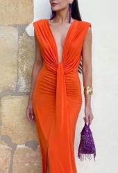 midi-dress-with-tear-and-deep-v-orange-200117152-5-kookoo-2