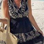 Boho φόρεμα με χρυσές λεπτομέρειες σε μαύρο