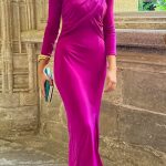 Φόρεμα μακρυμάνικο κρουαζέ σε φούξια