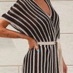 Ριγέ cover up φόρεμα σε μαύρο