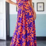 Φλοράλ μακρύ φόρεμα contrast με τιράντες