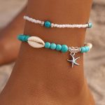 Σετ 2τμχ βραχιόλια ποδιού με χάντρες