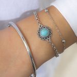 Retro σετ βραχιόλια σε ασημί απόχρωση