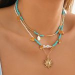 Καλοκαιρινό τριπλό γαλάζιο κολιέ