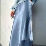Maxi satin φούστα σε γαλάζιο