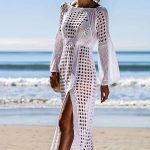 Φόρεμα παραλίας με μανίκια και σκίσιμο
