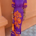 Ethnic φόρεμα μωβ με cut outs