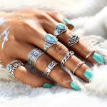 Vintage boho σετ 10 δαχτυλιδιών με πέτρες