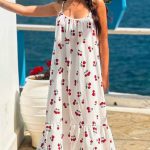 Μακρύ φόρεμα με κερασάκια