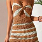 Πολύχρωμο πλεκτό φόρεμα παραλίας