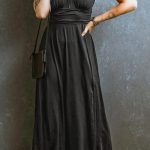 Μάξι φόρεμα με εφαρμοστή ζώνη