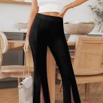 Ψηλόμεσο παντελόνι με σκίσιμο σε μαύρο