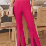 Ψηλόμεσο παντελόνι με σκίσιμο σε φούξια