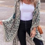 Vintage εμπριμέ κιμονό σε χακί