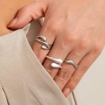 Baroque ασημί σετ δαχτυλιδιών 3 τεμαχίων