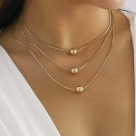 Layered τριπλό σετ κολιέ με μπάλες σε χρυσό