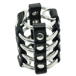 Ohmama - Κλουβί πέους με μεταλλικούς δακτύλιους και δερμάτινους ιμάντες