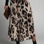 Leopard flare φούστα μπεζ