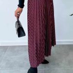 Πουά flare φούστα σε μπορντό