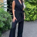 Γιλέκο με ζωνάκι και παντελόνι σετ μαύρο