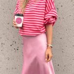 Φούτερ ριγέ σε ροζ και κόκκινο χρώμα