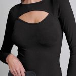 Μακρυμάνικο μαύρο κορμάκι με cut out