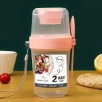 Salad cup με 3 θήκες και κουταλο-πίρουνο ροζ