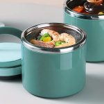 Ανοξείδωτο δοχείο για το φαγητό με χερούλι