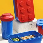 Bento box τύπου LEGO δοχείο με ασορτί παγούρι