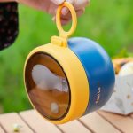 Στρογγυλό τάπερ φαγητού με κουταλο-πίρουνο μπλε