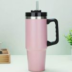 Παγούρι ροζ μεγάλο 980ml με καλαμάκι και χερούλι