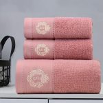 Βαμβακερές ρόζ πετσέτες 3 τεμαχίων