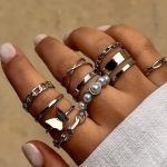 Σετ 10 δαχτυλιδιών ασημί διάφορα σχέδια