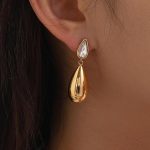 Ατσάλινα κρεμαστά σκουλαρίκια στράς σταγόνες