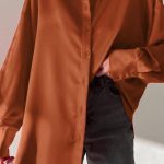 Satin πουκάμισο φόρεμα σε κεραμιδί