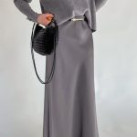 Maxi satin φούστα ανθρακί