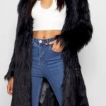 Fluffy μακριά γούνα μαύρο