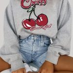 Γκρι φούτερ με print κερασάκια