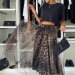 Φούστα animal print με τούλι