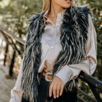 Αμάνικο γουνάκι δίχρωμο μαύρο