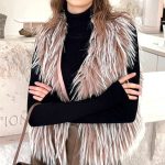 Αμάνικο γουνάκι δίχρωμο καφέ