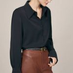 Πουκάμισο μαύρο με πλισέ μανίκια καμπάνα