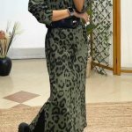 Leopard χακί φόρεμα μακρύ